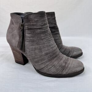 Paul Green Malibu Bootie UK 3.5 US 6 Sliced Brush Smoke Gray Nubuck Leather Zip